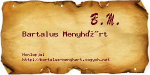 Bartalus Menyhért névjegykártya