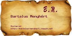 Bartalus Menyhért névjegykártya